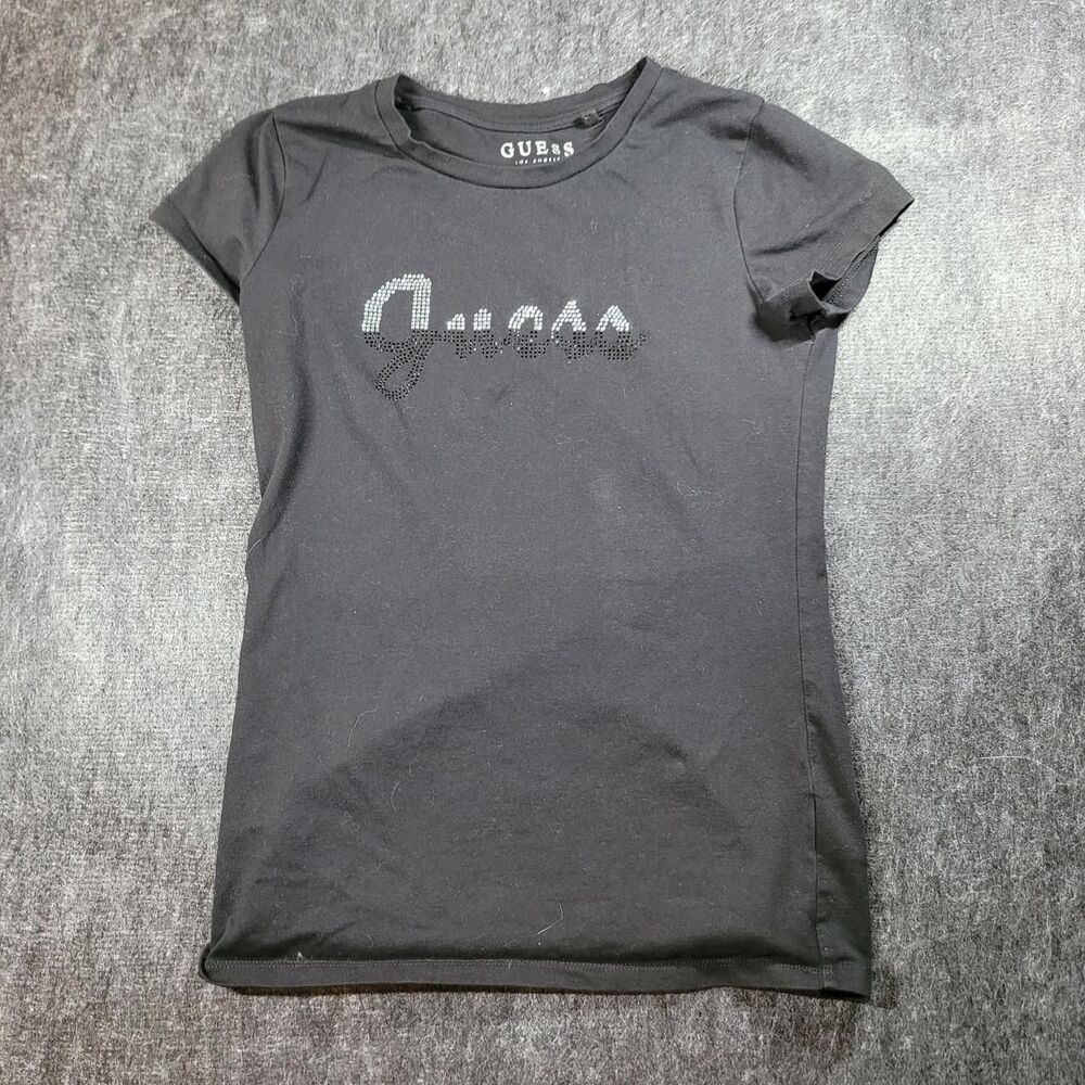 Guess Women's Black and Grey T-shirt